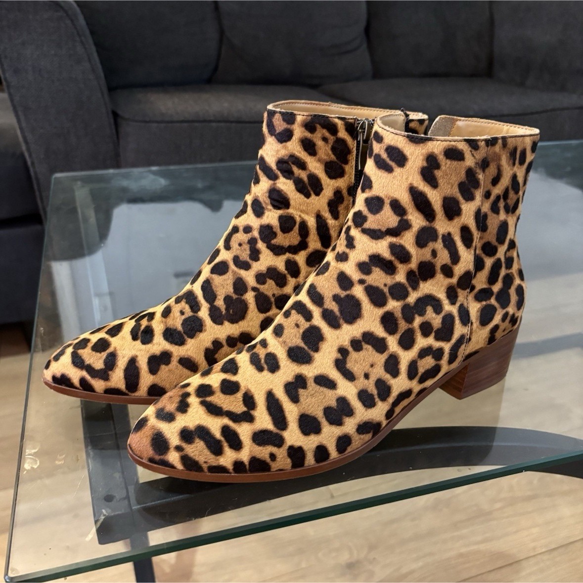 J.CREW Leopard Print Ankle Boot Pointed Toe Womens 9.5M