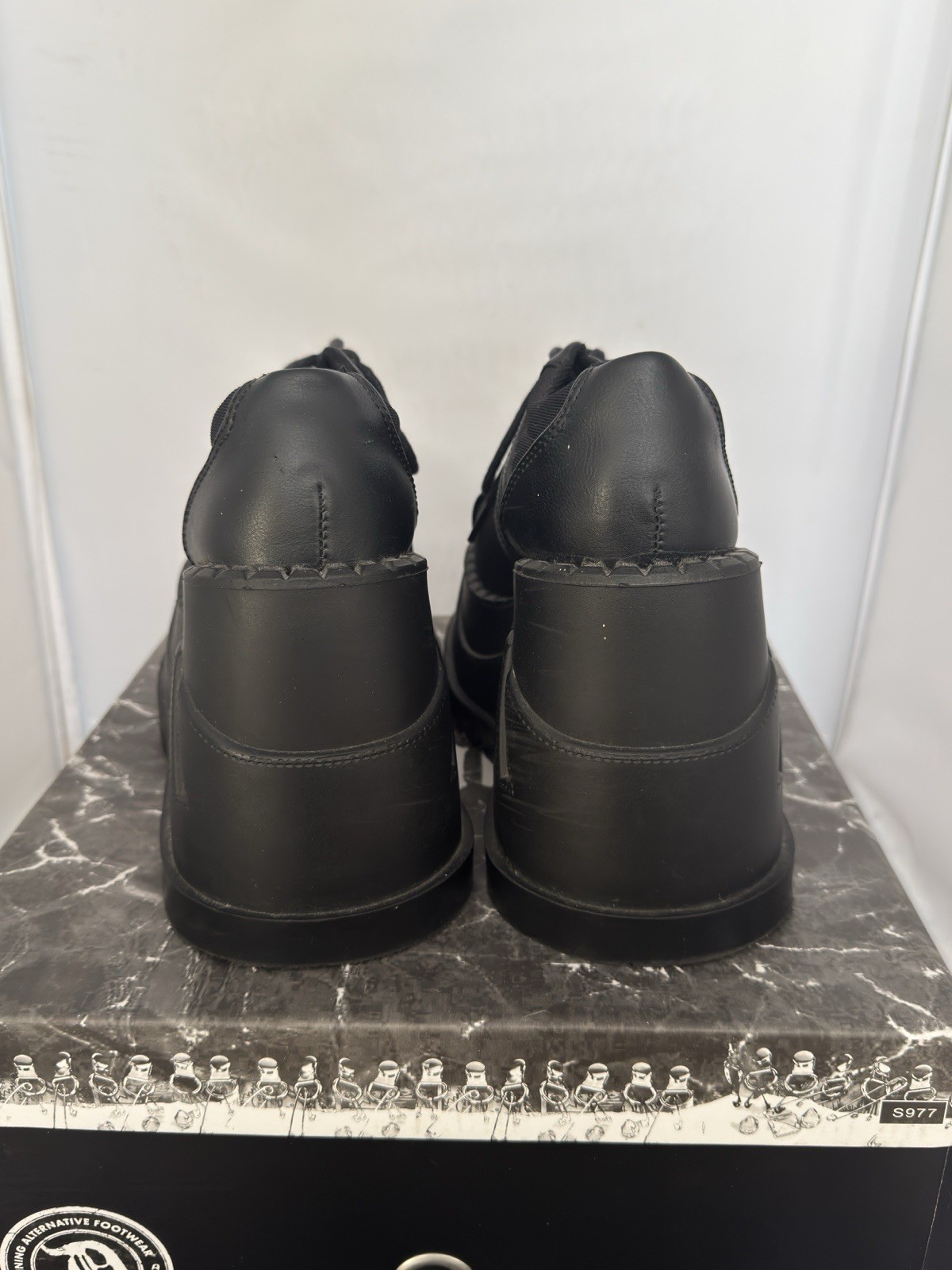 Demonia Stomp-08 Black Platform Shoes 90s Rave Cyber Goth Sneakers Size 6