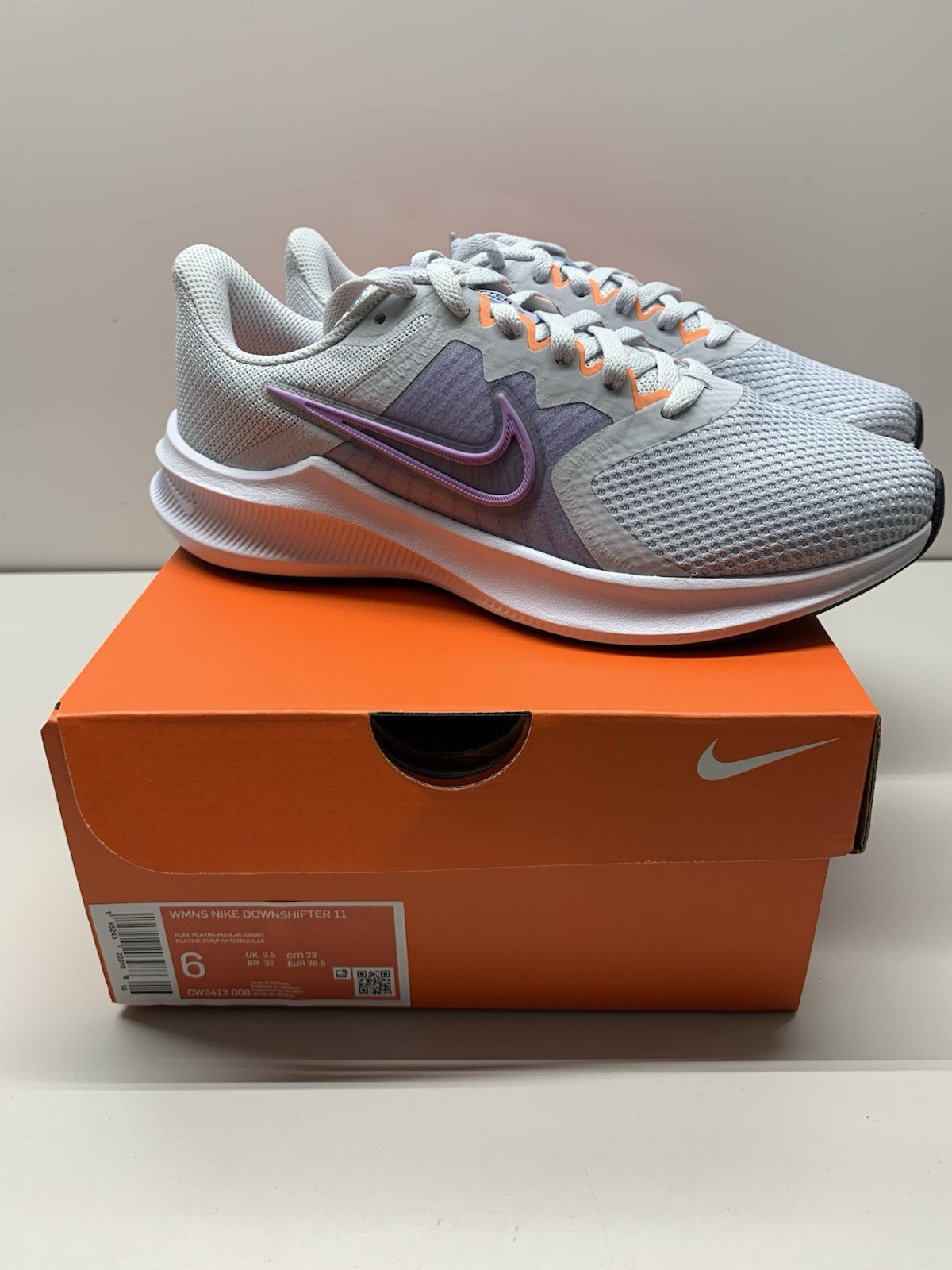 Nike Downshifter 11 Shoes Womens Size 6 CW3413-008 Platinum Lilac