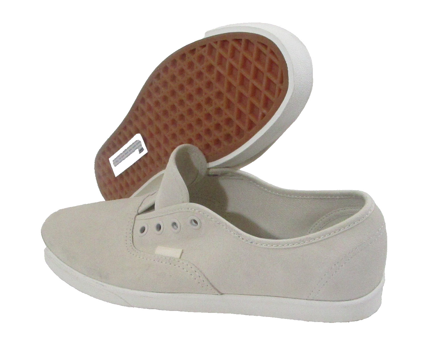 NEW VANS 4-Eyelet Laceless Suede Sneakers Shoes 7.5 Women/6 Men Off-White 500714
