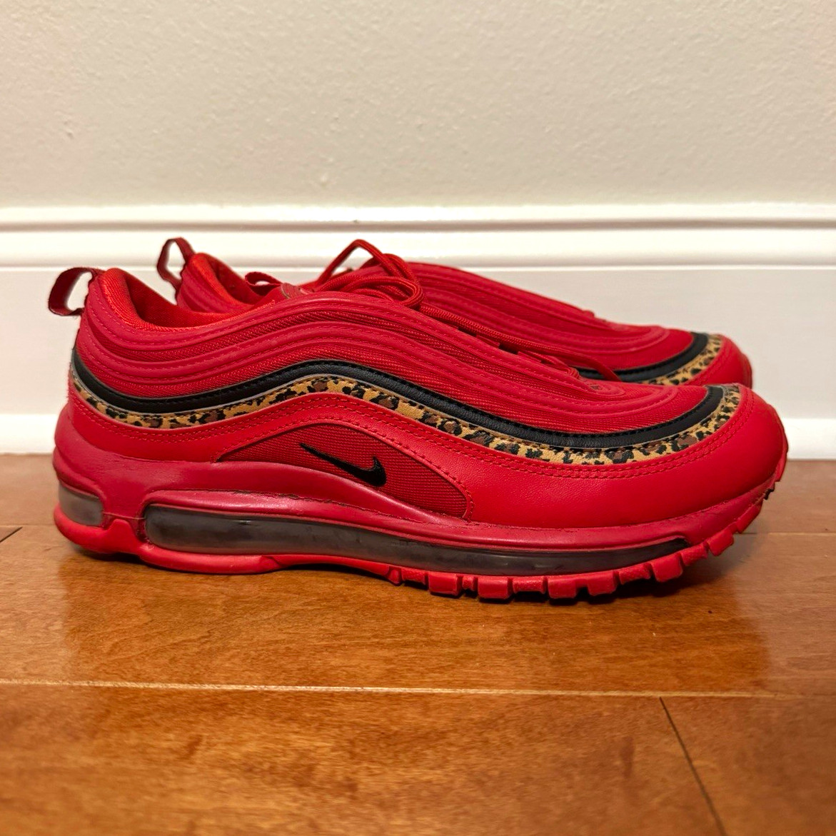Nike Air Max 97 women’s Red/Black Leopard Animal Print Low Top Lace-Up