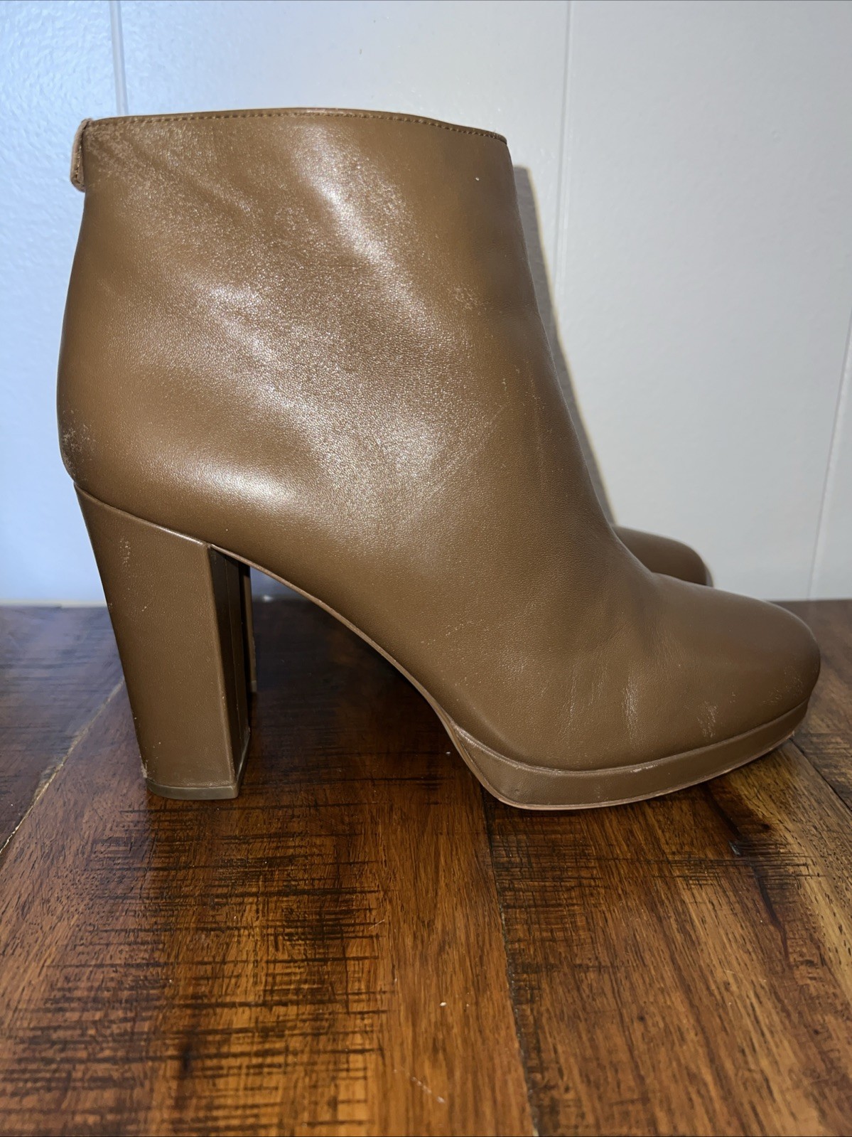 Michael Kors Brown Leather Side Zip Ankle Boots 4”Heels Size 10 VC15F