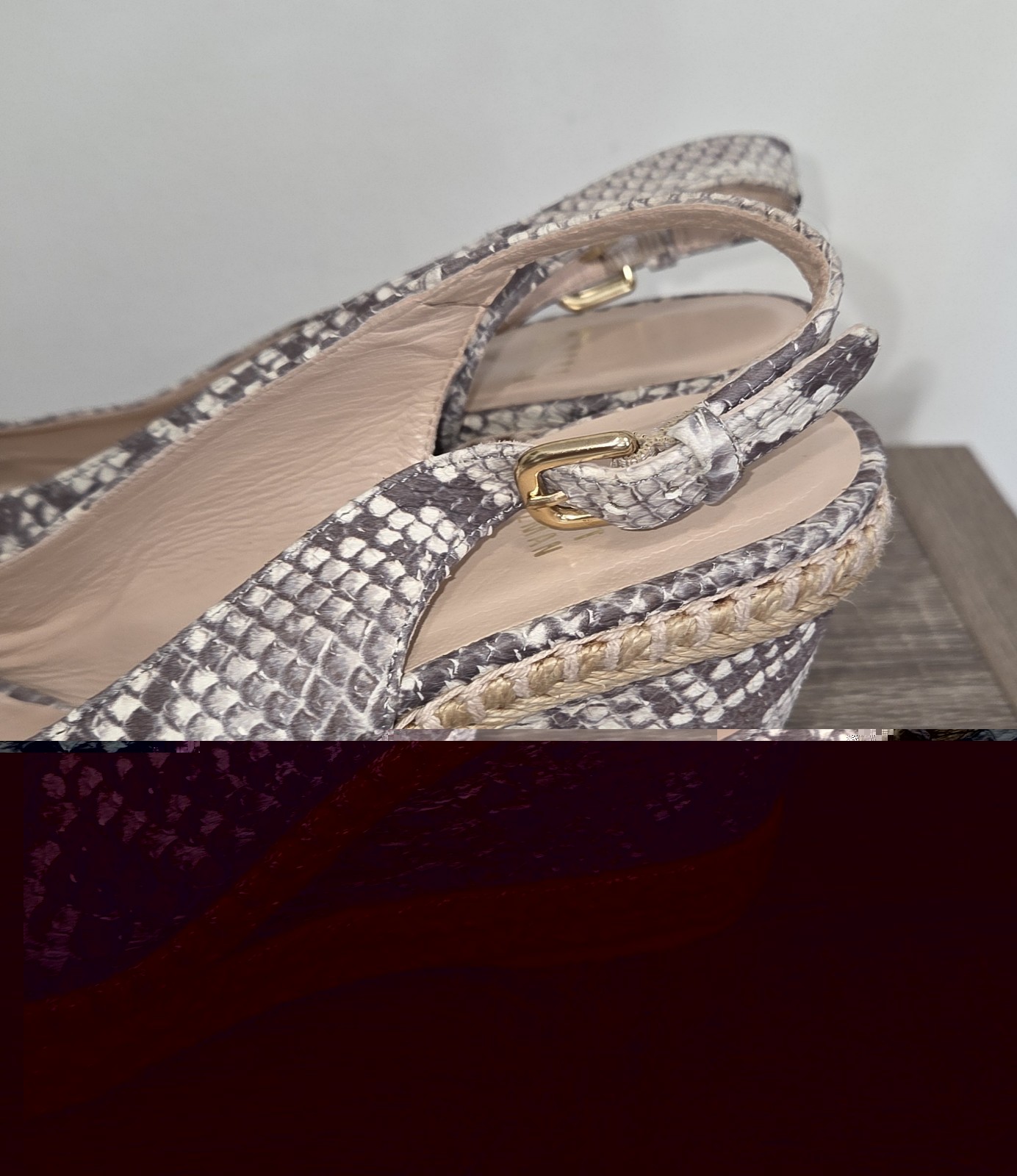 Stuart Weitzman Snakeskin Espadrille Wedge Slingback Heels 9N SEE DESCRIPTION