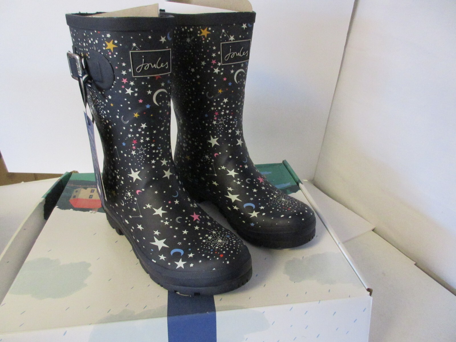 Joules Womens waterproof rain boots 214785 Molly Welly Navy Stars