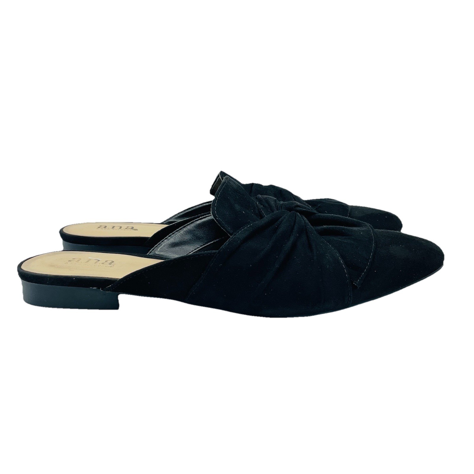 Womens Size 8 M Ana Shoes Black Shadow Flats Mules Sandals Slip On Slides Heels