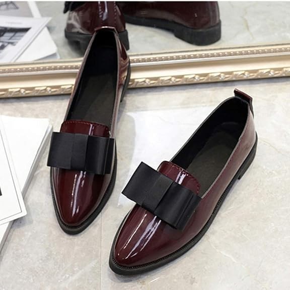 WOMEN LOFFERS SHOES WETLOOKS IN PURE WINE/OXBLOOD COLOUR SIZE 38