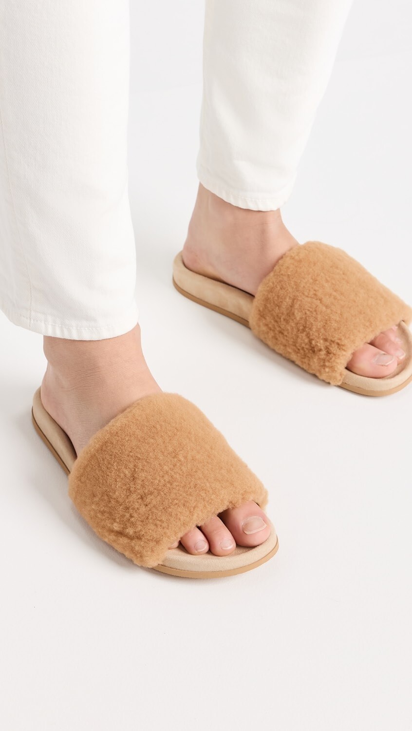 Brand New Jenni Kayne Shearling Slide Sandals Size 39 9 Made in Italy MSRP $325