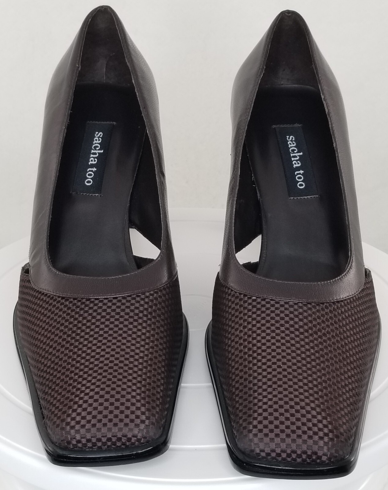 SACHA TOO SQUARE TOE BROWN PUMPS FORMAL BUSINESS BLOCK HIGH HEELS WOMENS 8.5M
