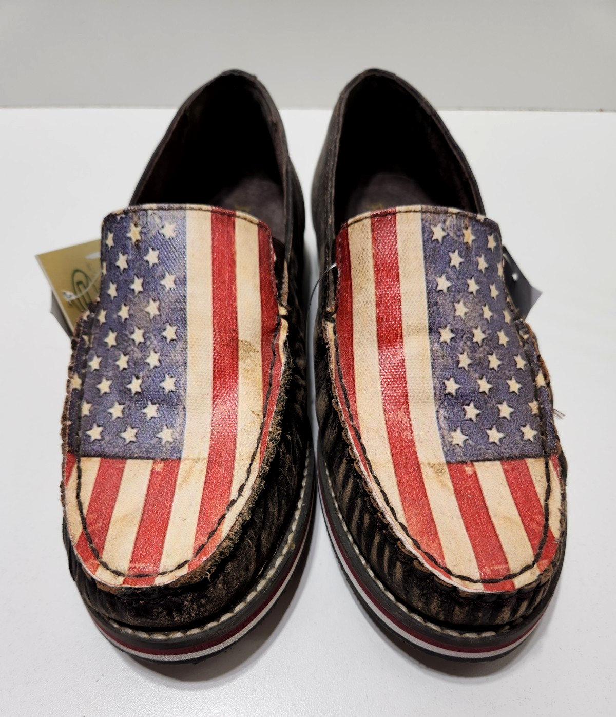 NWT Roper Women’s Size 6.5 Leather American Flag Slip On Shoes