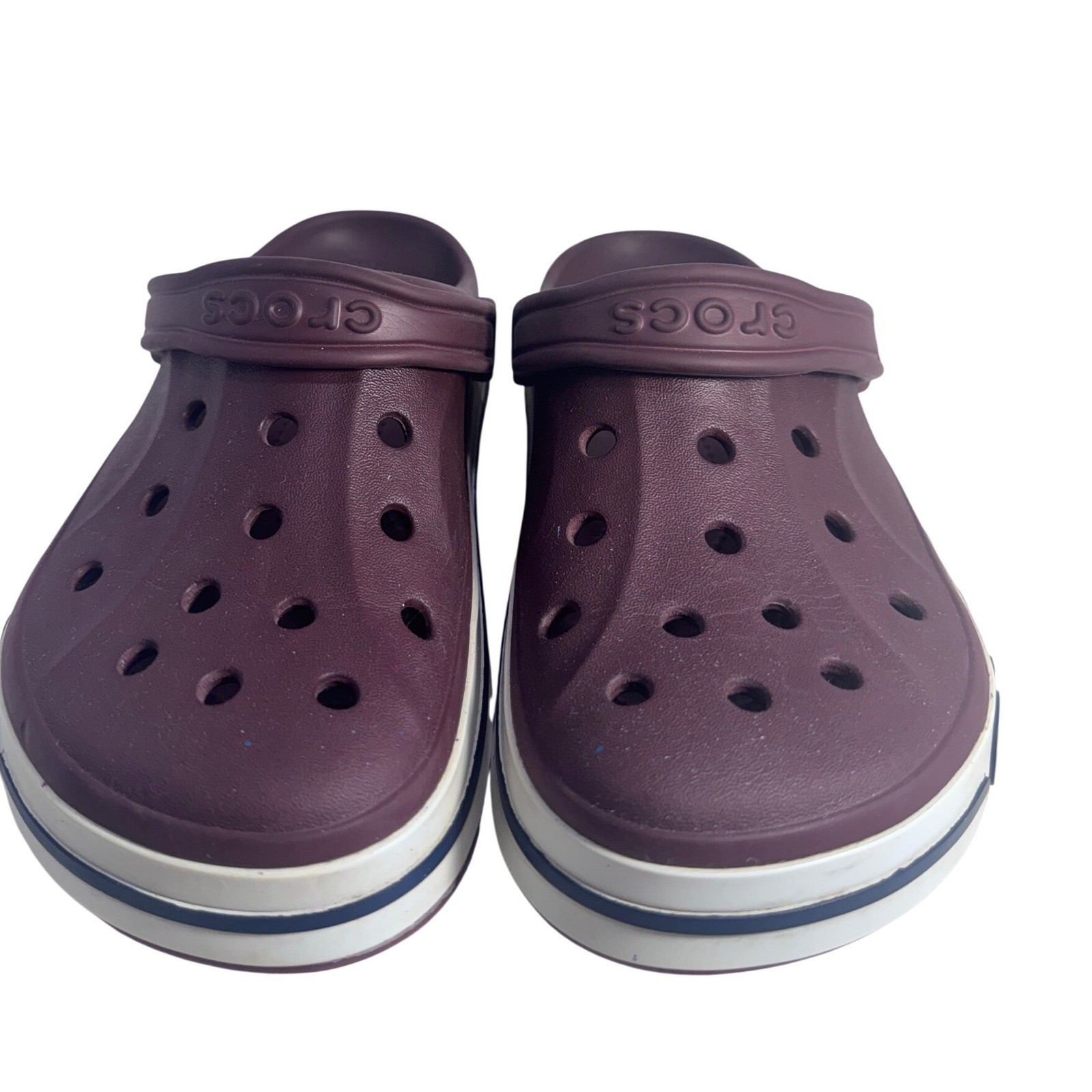 Crocs Bayaband Clogs Womens 7 Mens 5 Burgundy Maroon Sporty Slip On Shoes 205089