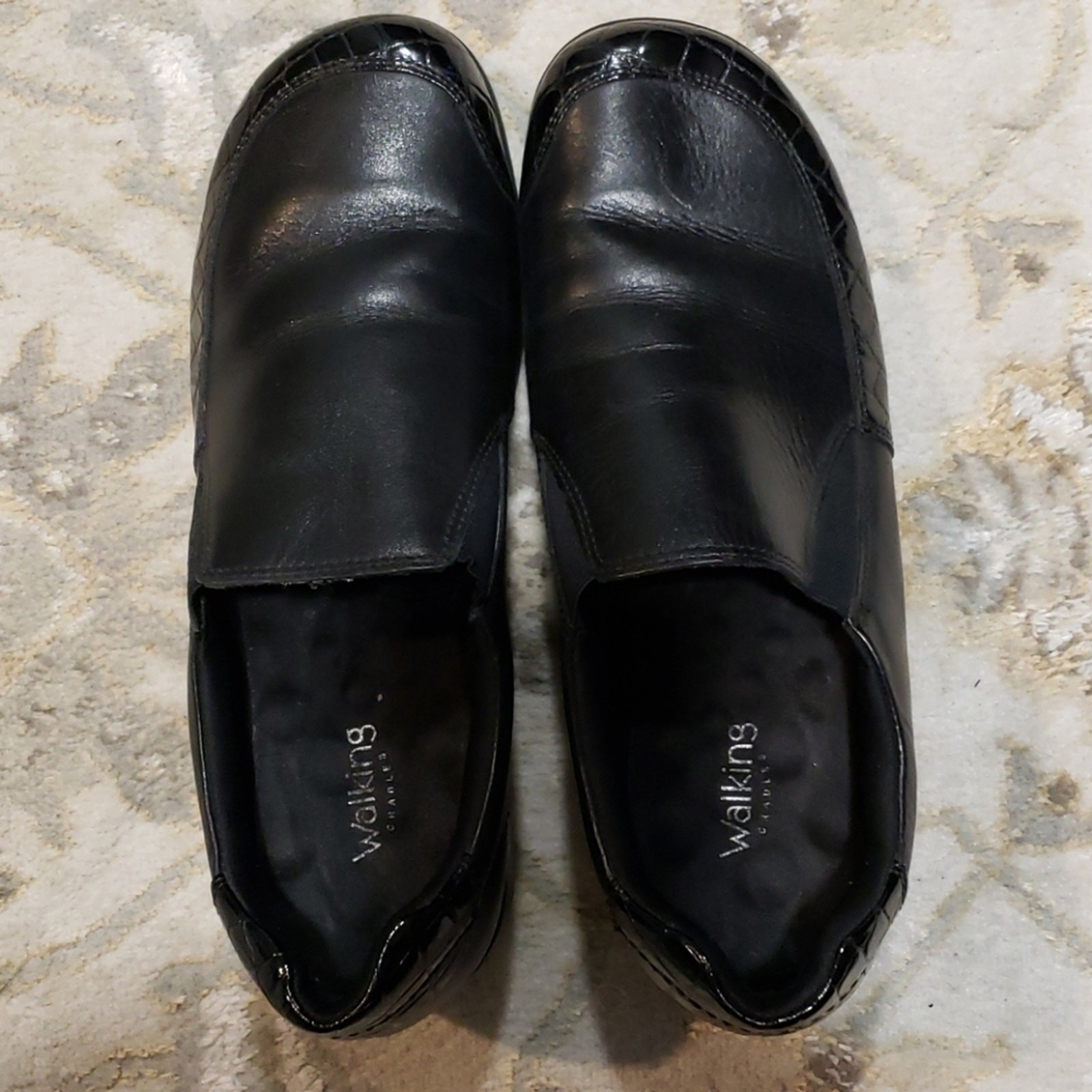 Andies Walking Cradles Black Leather Slip On Work Support Shoes Womens 10N EUC