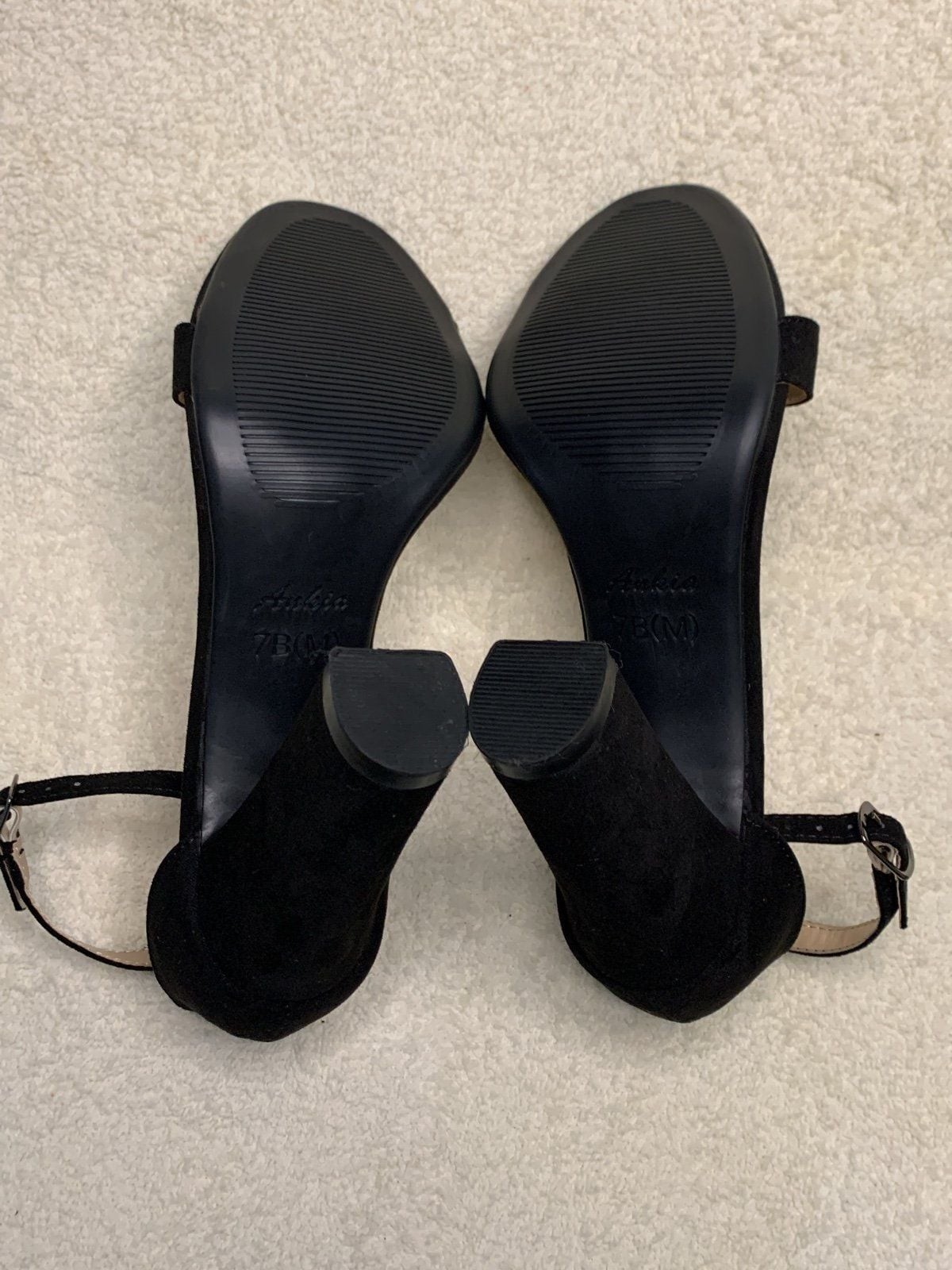 Black Heels For Women Open Toe Ankle Strap High Heels Size 7B