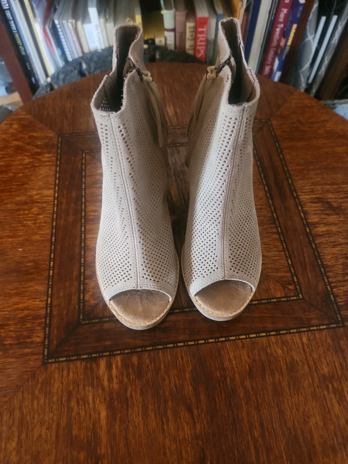 Toms Majorca Peep Toe Perforated Heel Ankle Shoes 7.5