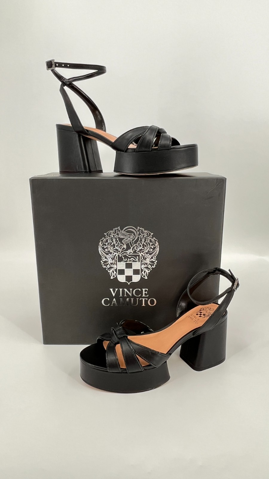VINCE CAMUTO Women’s Freesie Knotted Strap High Heel Platform Sandals Size 7.5M