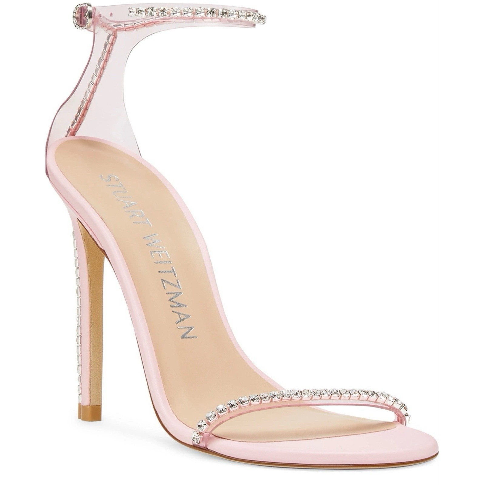 $595 NEW STUART WEITZMAN PINK CRYSTAL EMBELLISHED HEELS 7.5