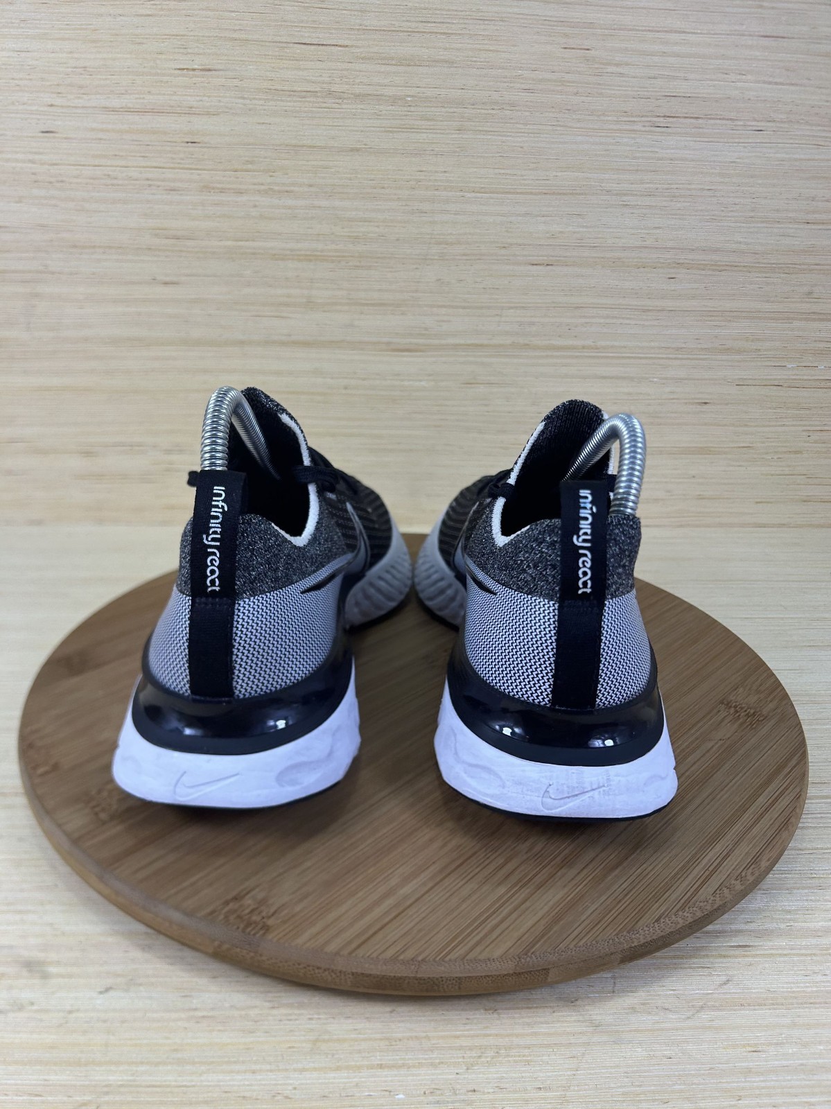 Nike React Infinity Run Flyknit Black Gray Athletic Running Shoes Womens 8.5