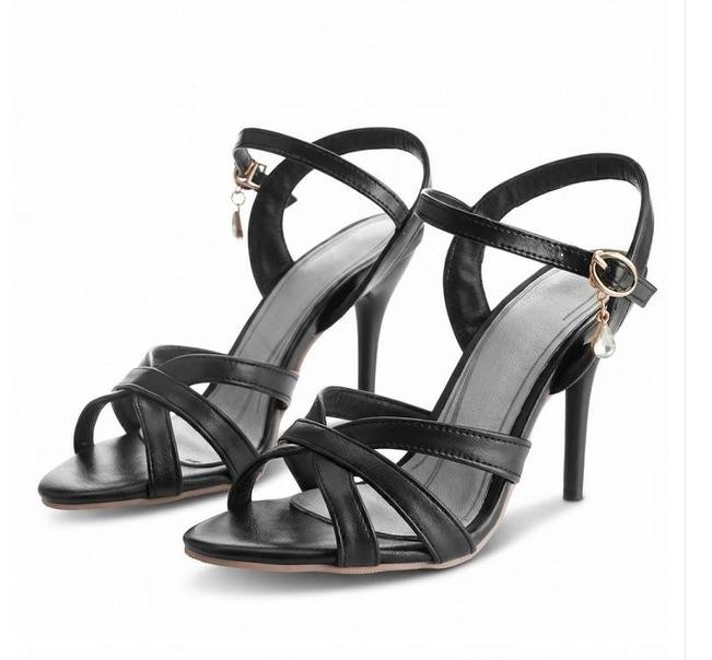 Womens Peep Toe High Heels Sandals Faux Leather Casual Party Dress Summer Shoes