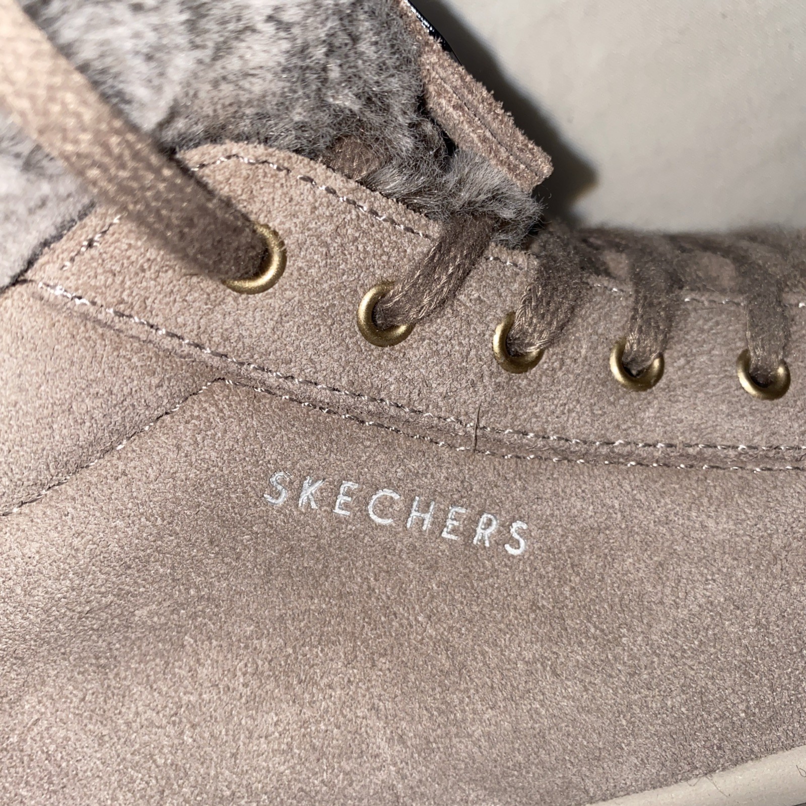 Skechers Street Cleat Everyday Chillz Suede Ankle Boot Style Taupe Women 8.5
