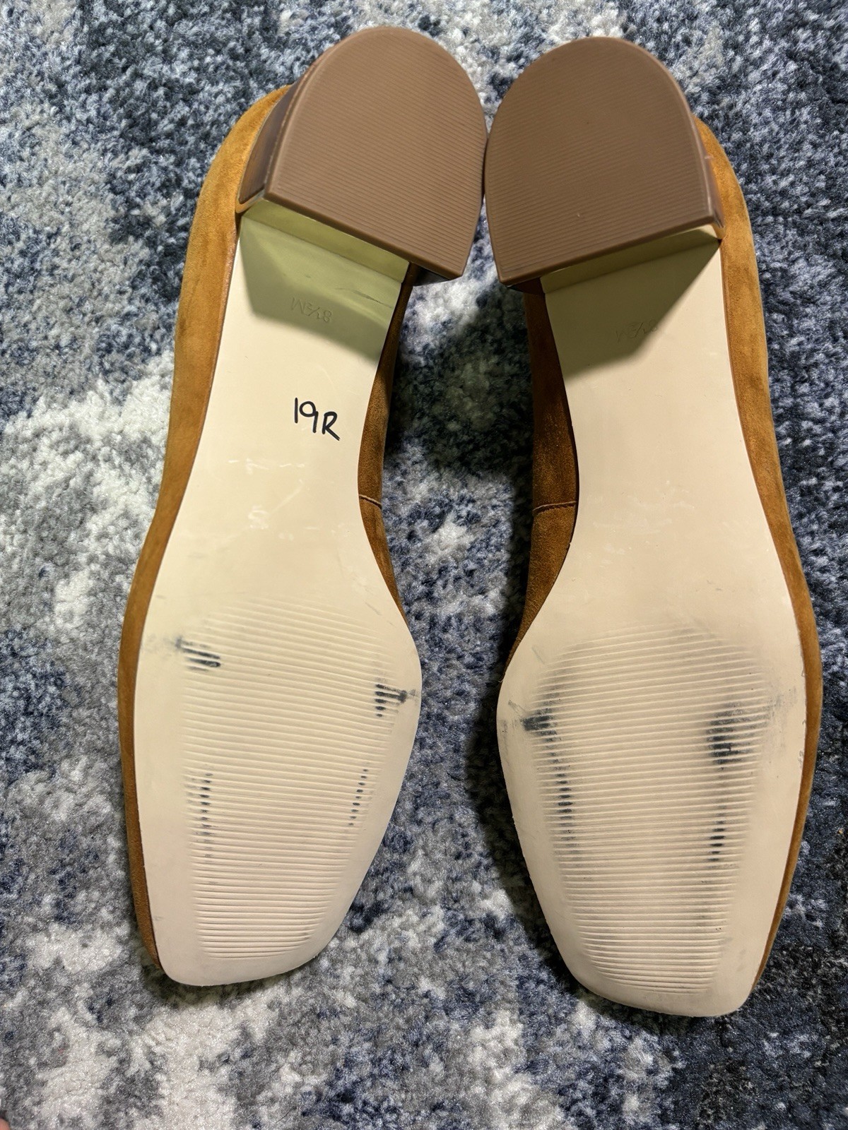 Talbots Brown Suede Square Toe Block Heel Pumps Slip On Woodgrain Women 7.5