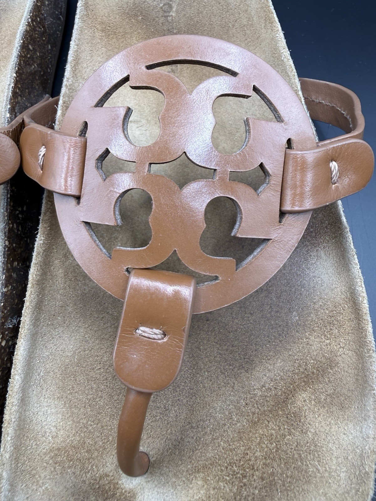 Tory Burch Miller Cloud Sandals Tan Brown Leather Cork Footbed Women’s Size 11M