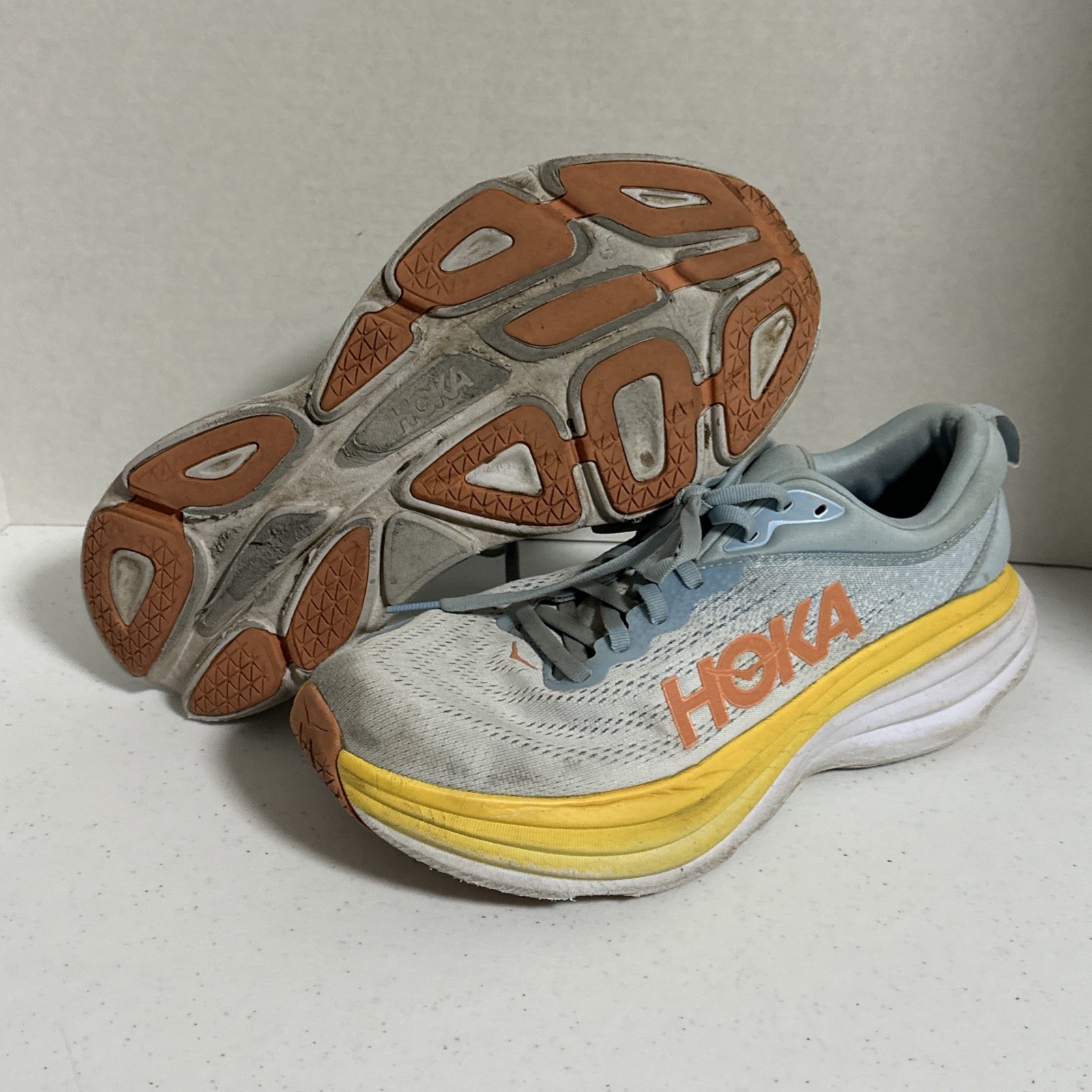Hoka One One Bondi 8 Womens 10.5 B Shoes Blue Running Walking 1127952 SSCA Gym