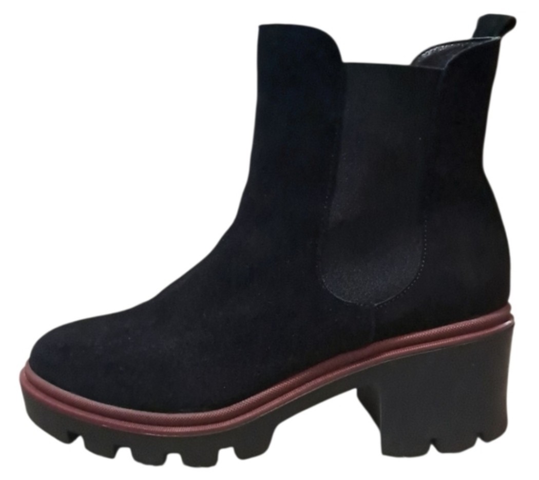 Antonio de Faria Black Suede Chelsea Ankle Boots Lug Sole US 8 EU 39