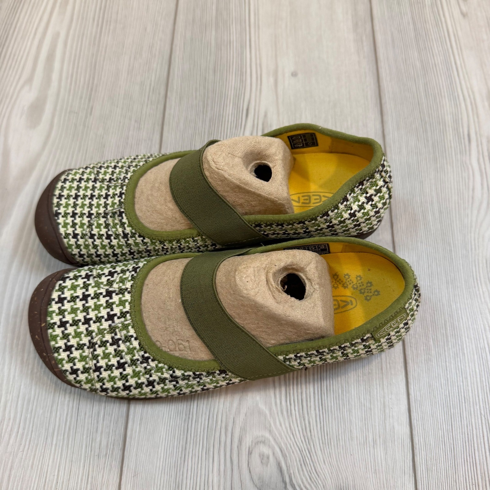 Keen Sienna MJ Canvas Loden Print Houndstooth Green Mary Jane Flats Womens 8 NEW