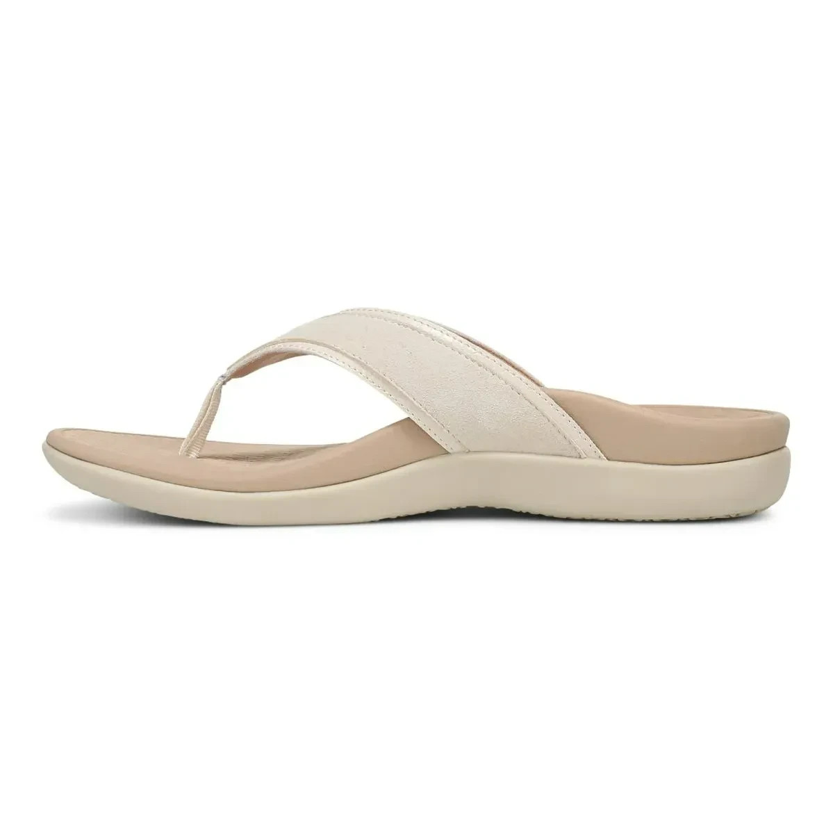 Vionic Tava Toe Post Sandal, Cream Suede – US Stock, Free Shipping
