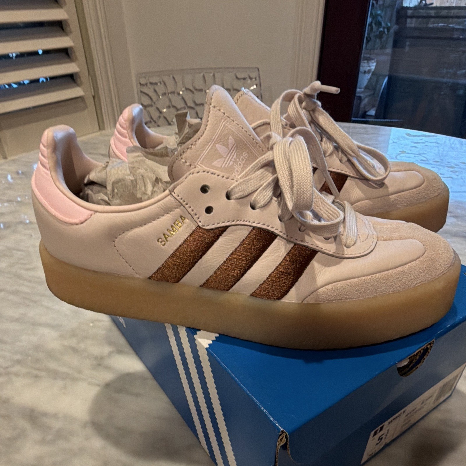 adidas Sambae Samba Women’s Low Top Leather Sneakers Putty Mauve ID3737