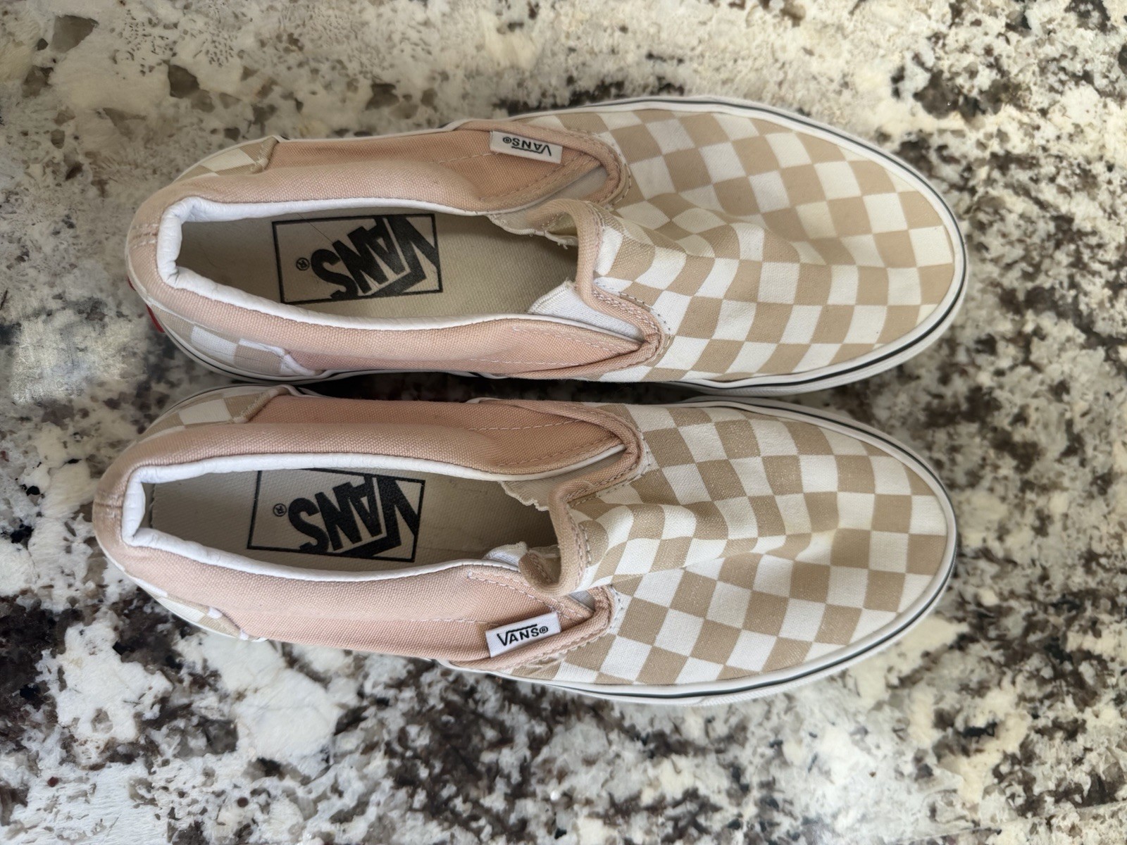 VANS Checkerboard Slip-On Canvas Beige White Low Top Sneakers 500714