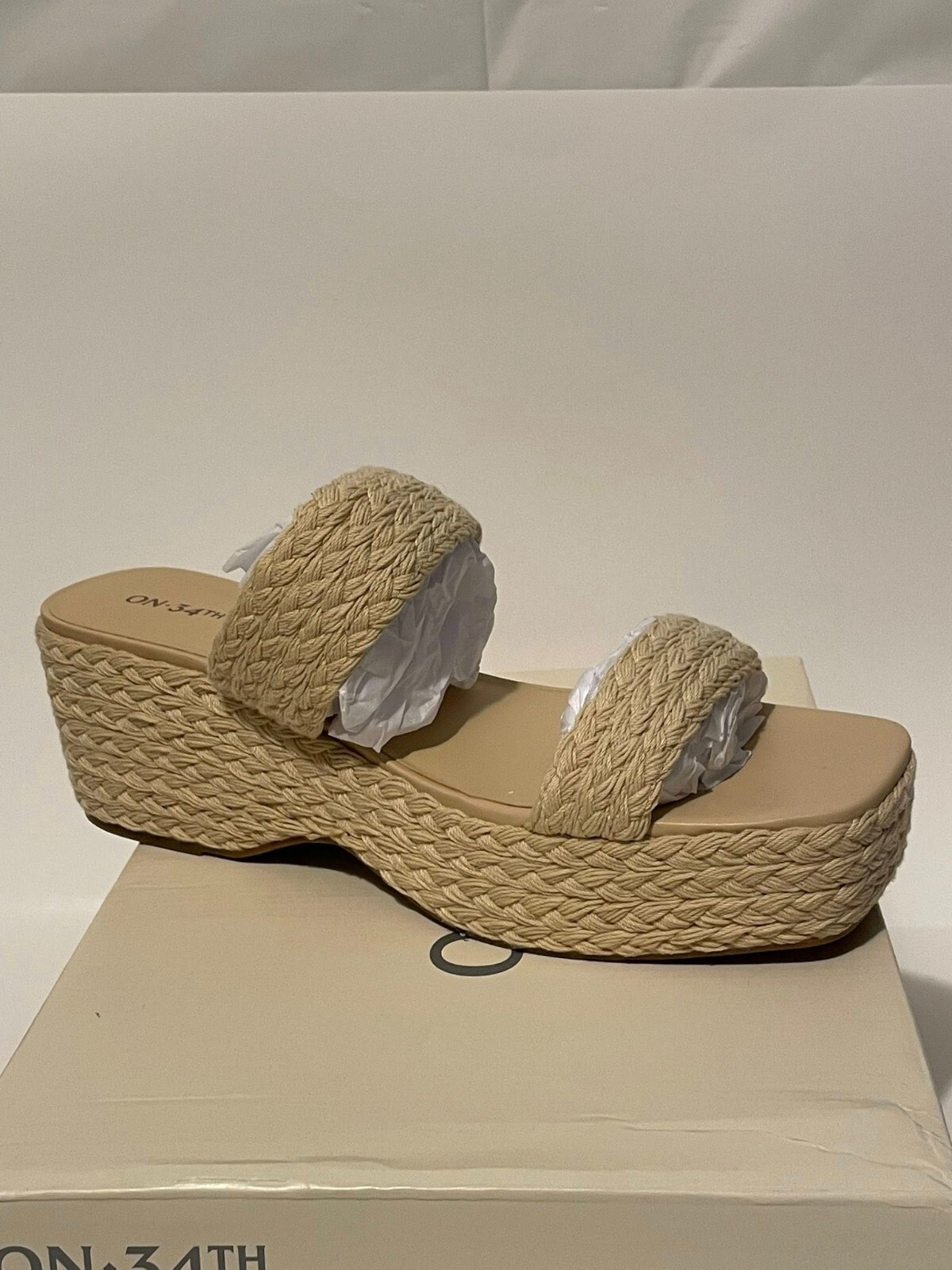 On 34th Women’s Size 12M Norinarf Natural Beige Platform Slide Sandals New