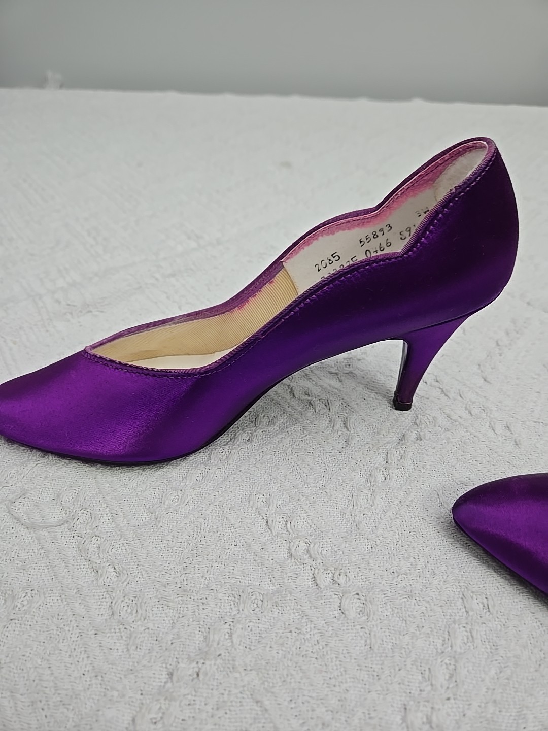 Purple Satin Kitten Heels Dyeable ThomMcan Measure For Size
