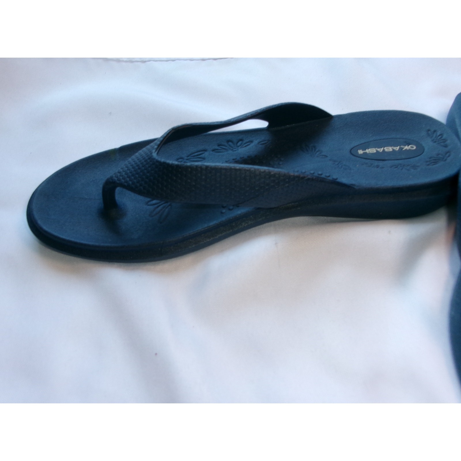 Okabashi Women’s Flip Flop Sandals Navy Comfort Massage M/L 8-9 USA