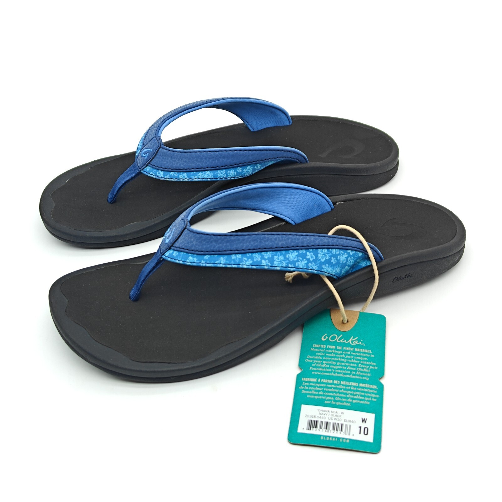 OluKai Women’s Ohana Koa 20368 Navy/Black Flip Flop Beach Sandals SZ 6/7/8/9/10