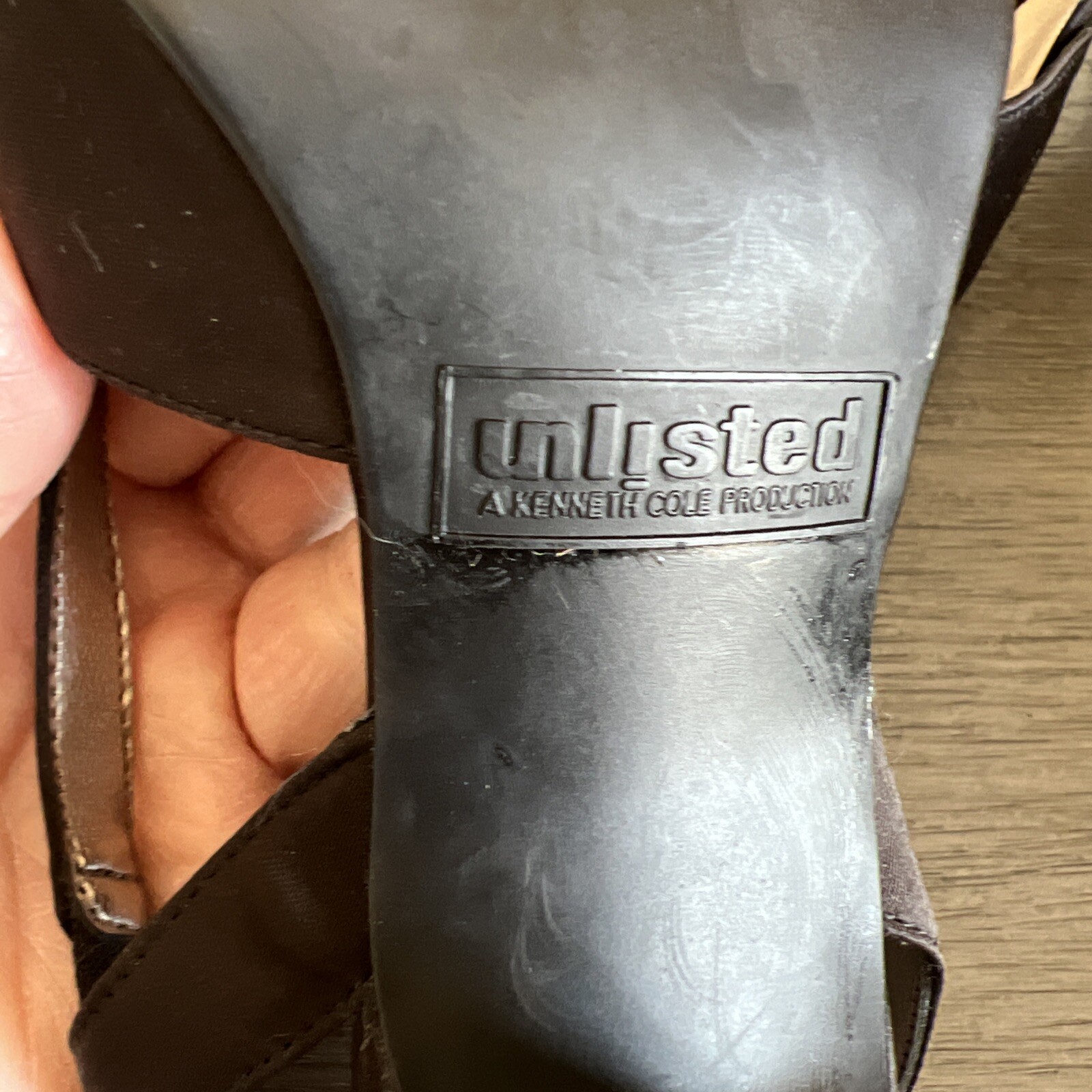 UNLISTED by KENNETH COLE Black Satin SLINGBACK HEELS Size Not Marked 7 to 7 1/2