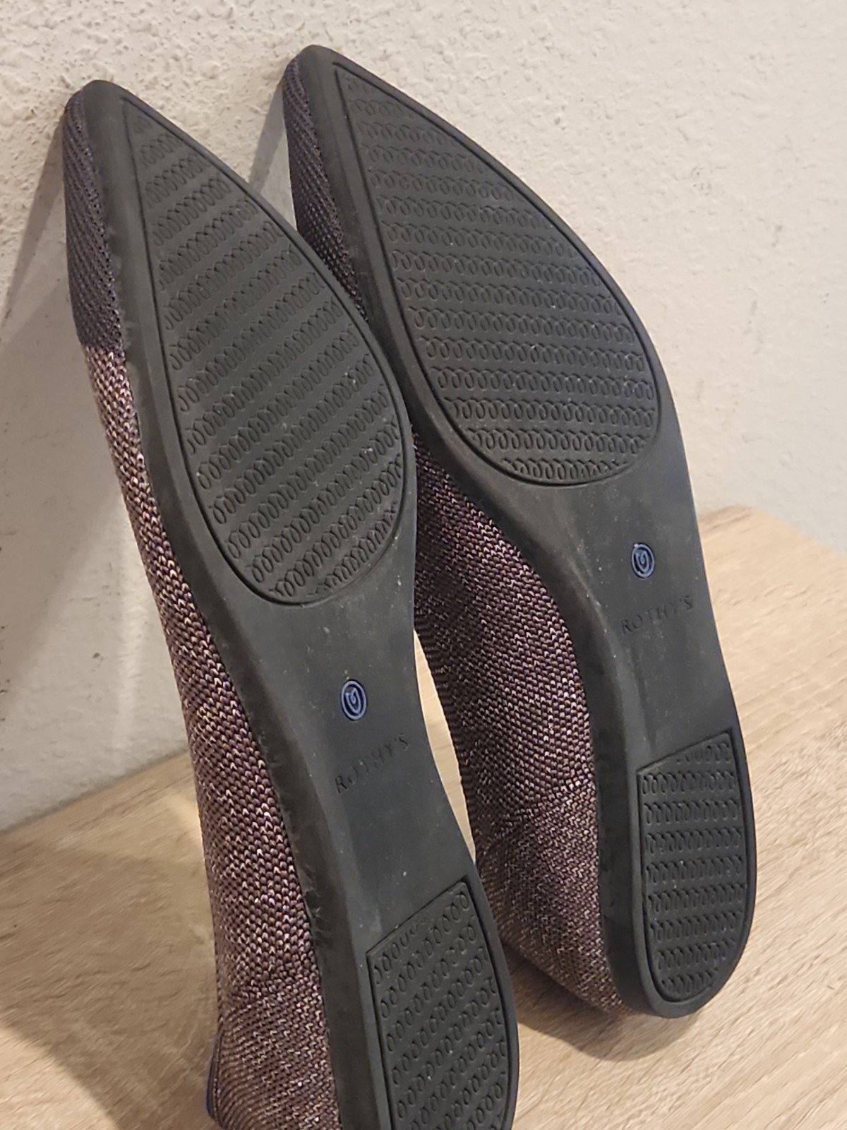 Rothy’s The Point ‘Twilight Metallic’ Captoe Stitch Flats ‘Retired’ Womens Sz 10