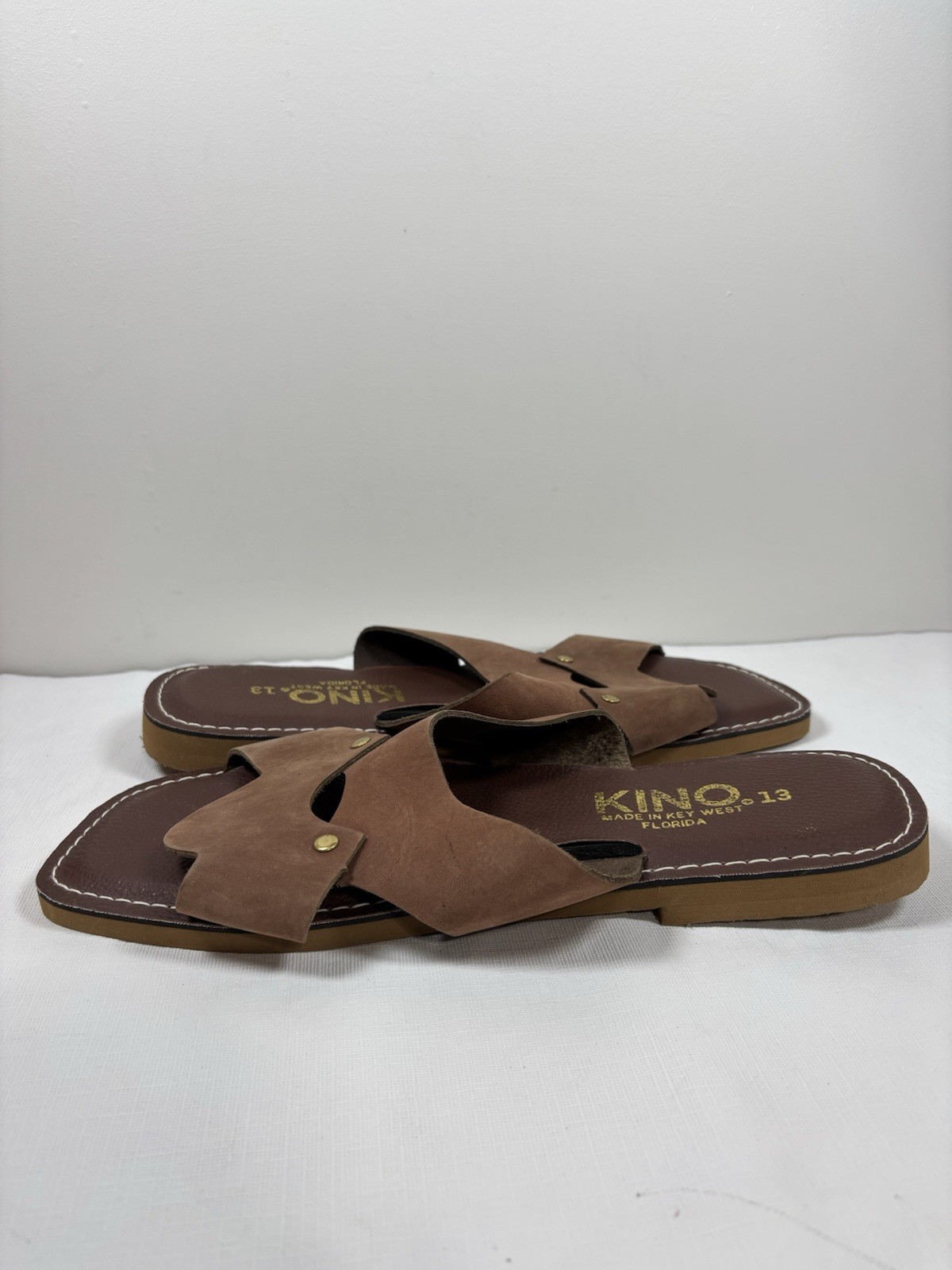 KINO Womens Leather Suede Slip On Sandals Sz 13 Handmade Key West Florida Casual