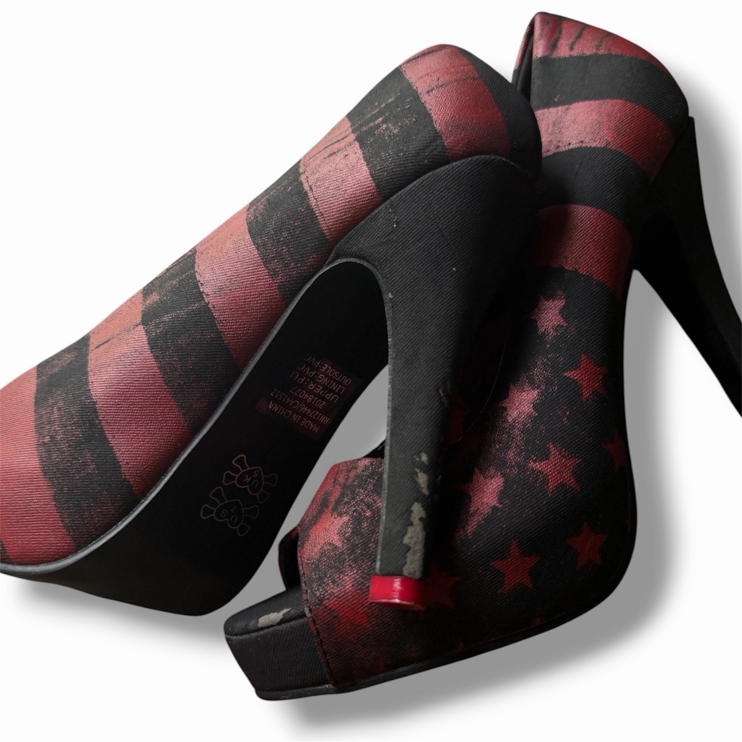 ✮ vintage abbey dawn by avril lavigne american flag platform heels ✮ sz 7
