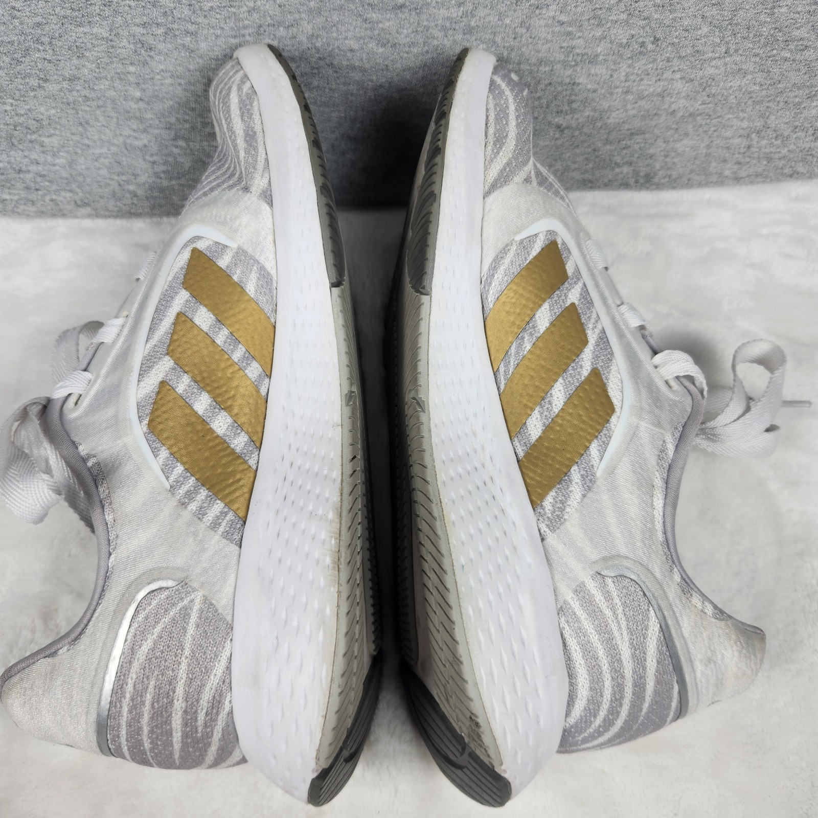 Adidas Bounce Edge Lux Women’s Running Shoes White/Gray Zebra Striped Size 9.5