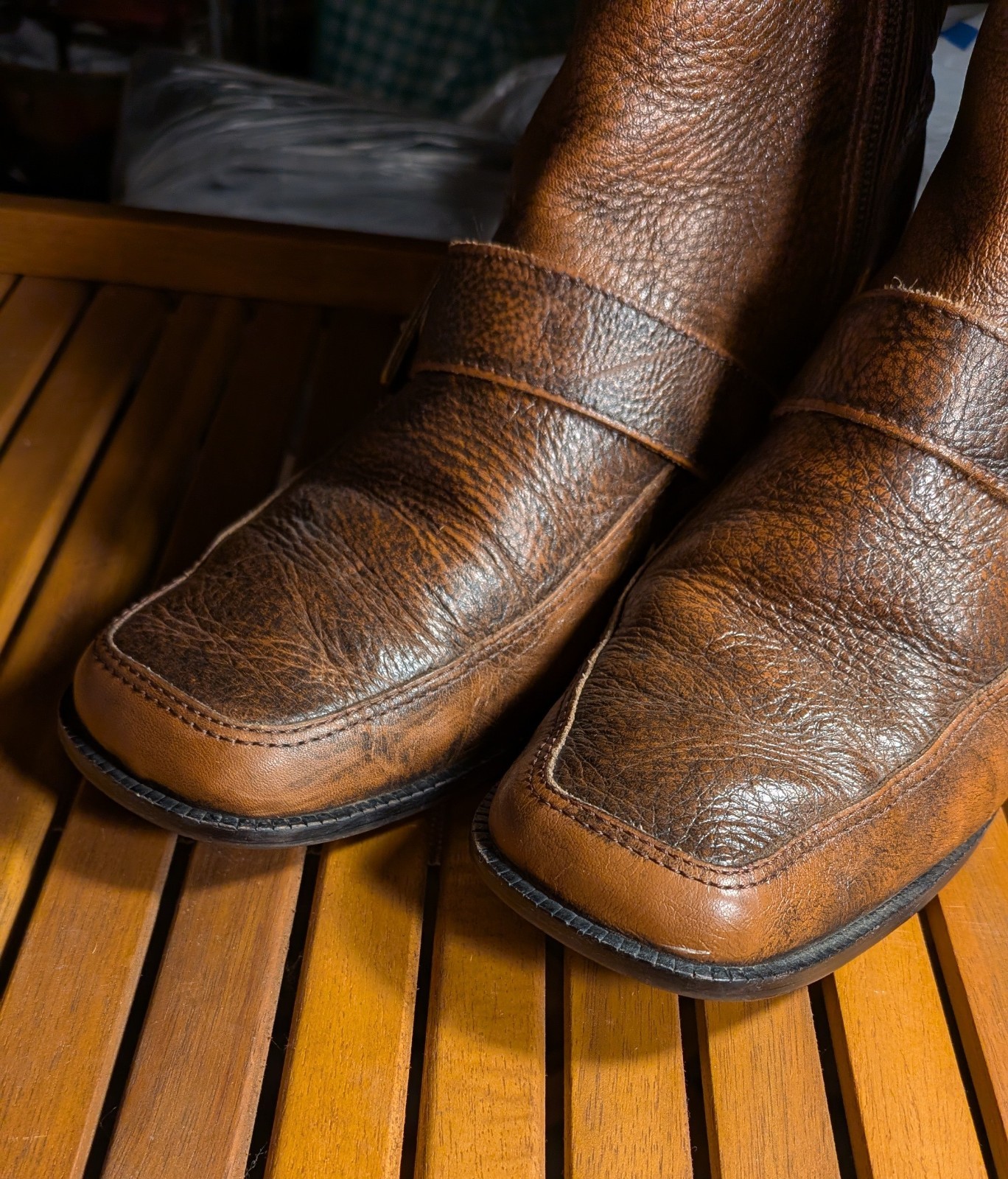 Brown western Wister Buckle Ankle Boots