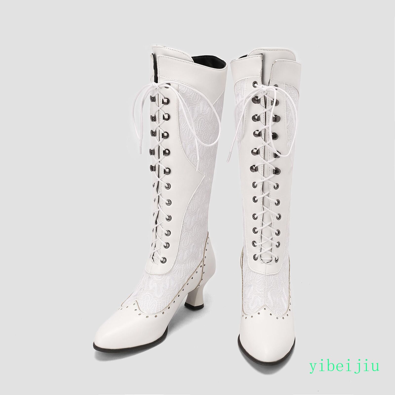 Mid Calf Boots Kitten Heel Casual Women’s Flower Knee High Shoes Plus Size Ladys