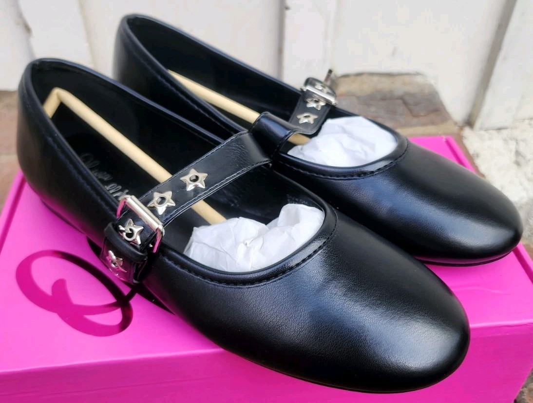 Olivia Miller Women’s Element Maryjane Flats, Slip On Shoes, STARS, Black, 11