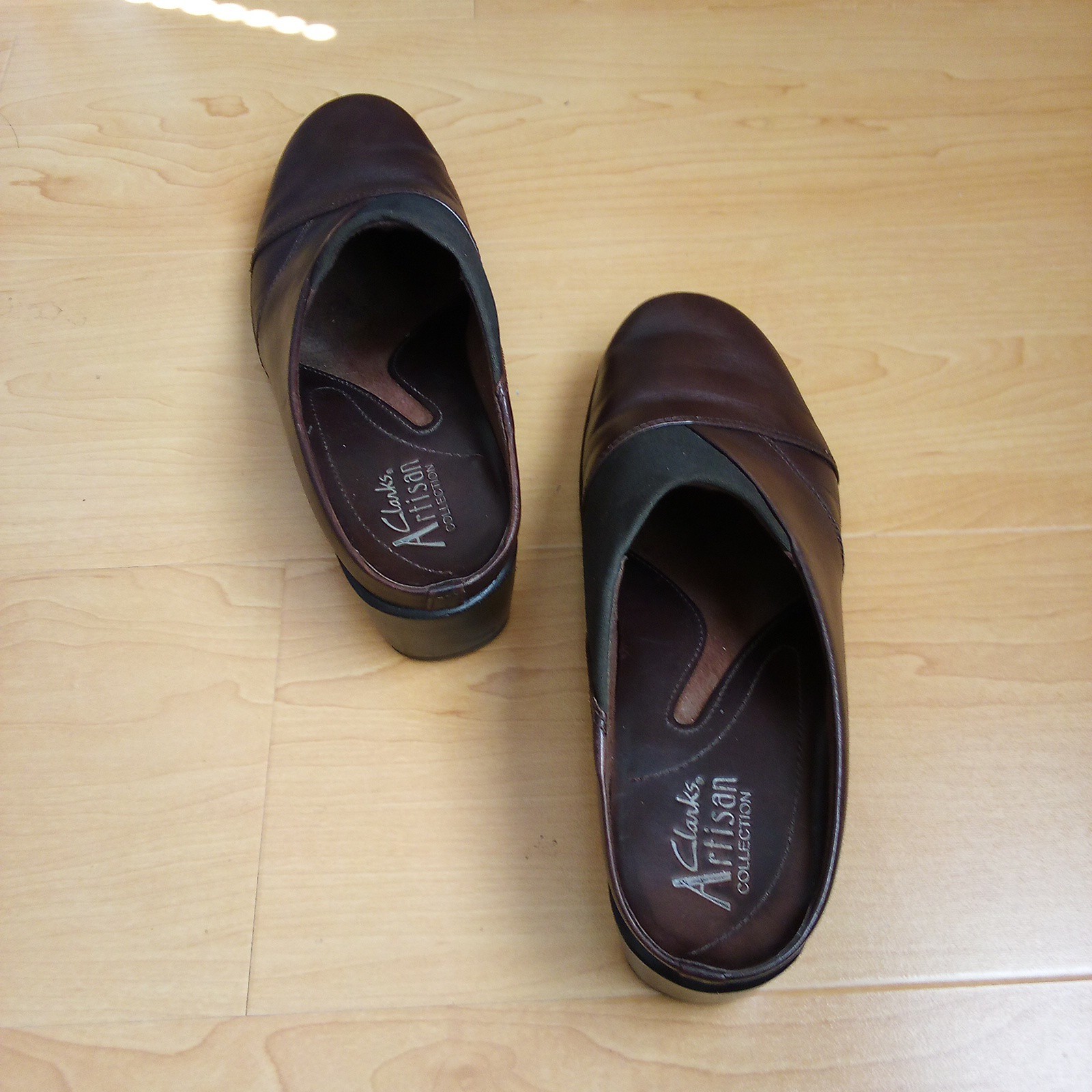 Clarks Artisan Tyler 5.5 Mule SlipOn Women Leather Brown Brazil Made Shoes 74574