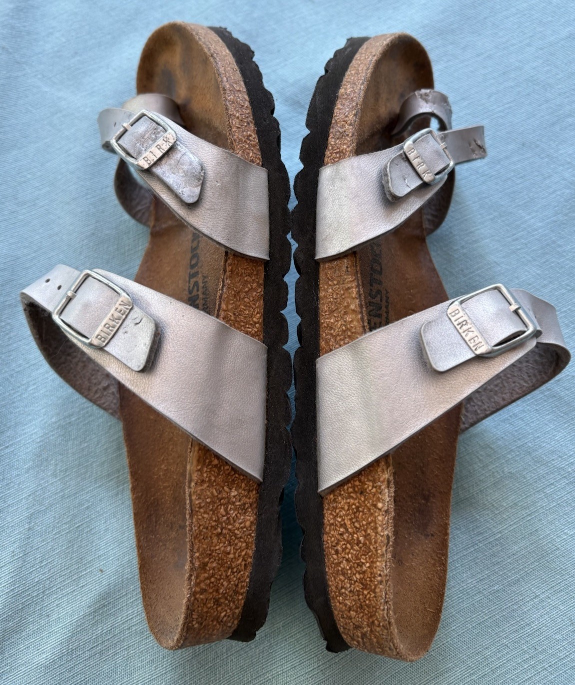 Silver Birkenstock Mayari Birko-Flor Sandals Women’s EU 36/US 5-5 1/2