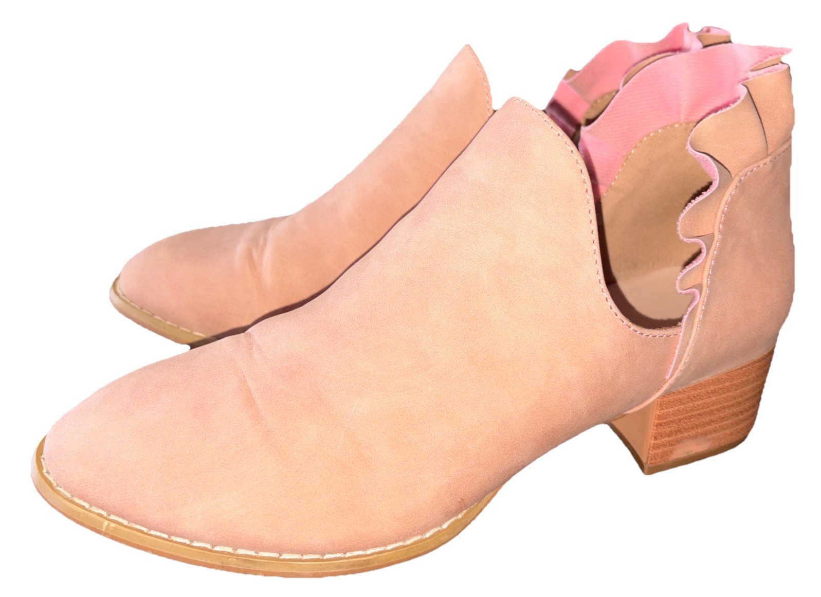 Aldo Pink Scalloped Fashion Spring, Summer & Fall Suede Booties-Size 7.5”
