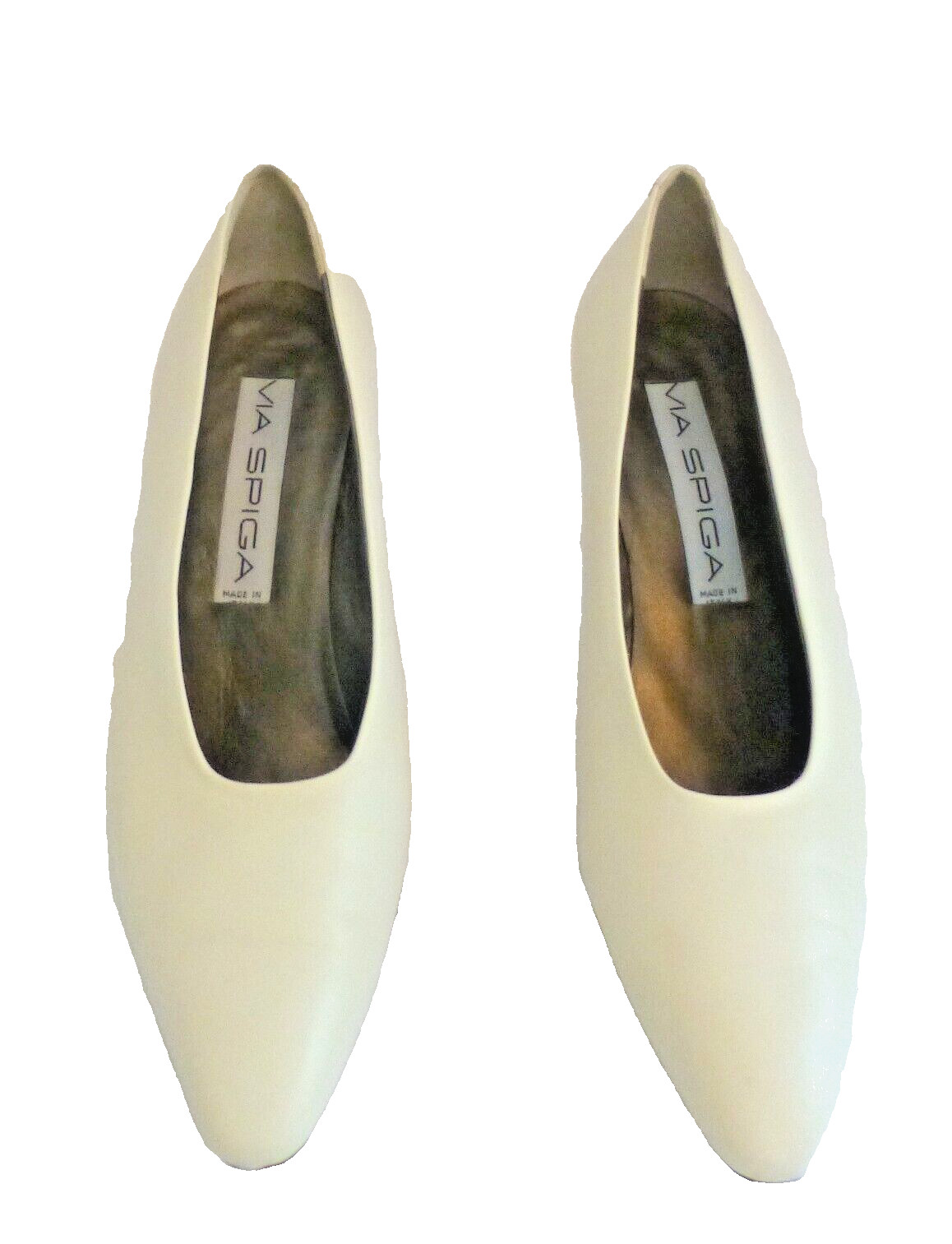 Via Spiga Heels Pumps Ivory Italian Leather Vintage Size 9 B