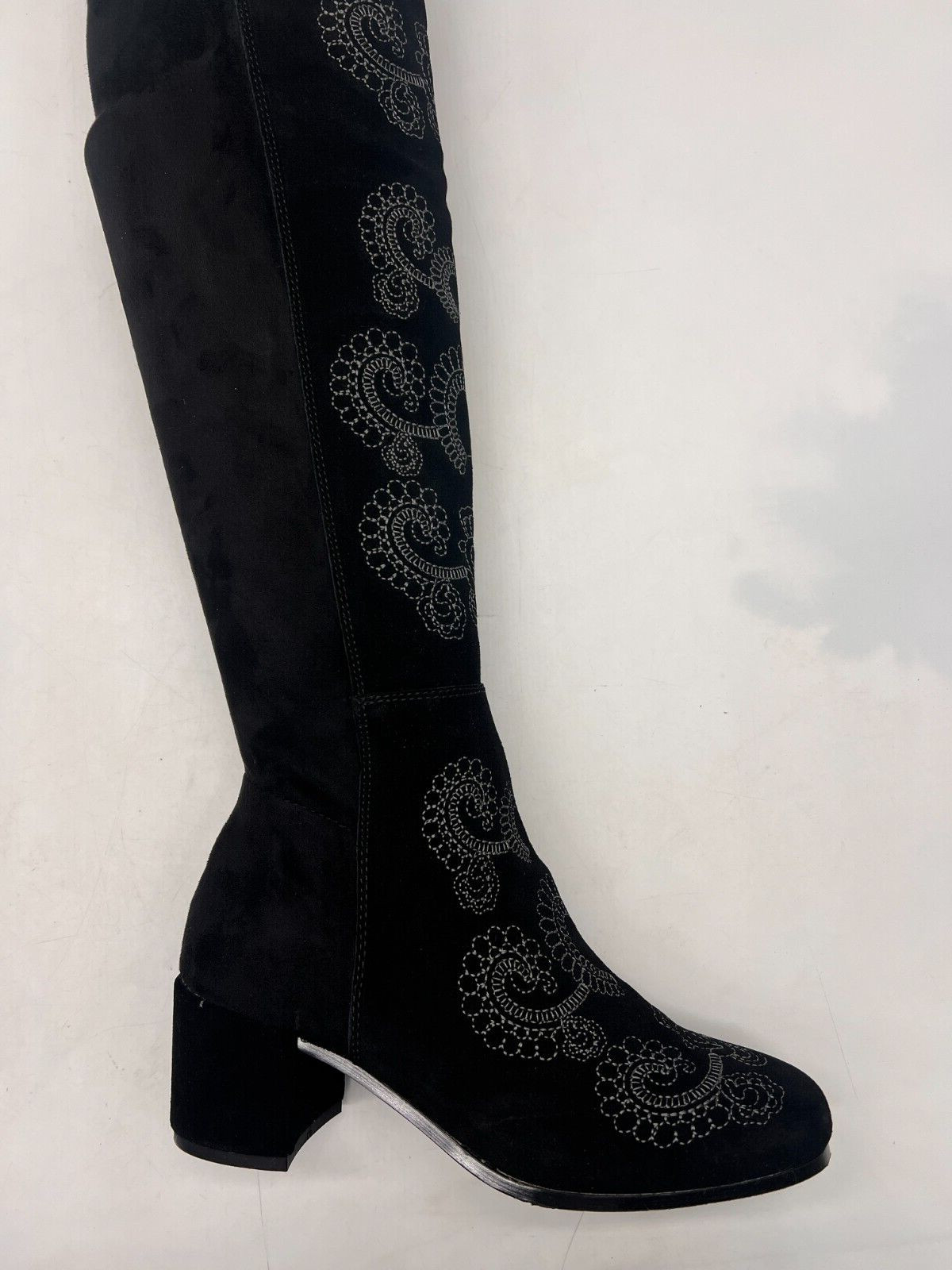 Sbicca Chenoa Black Over The Knee Boots Size 7 Embroidery Textile & Leather
