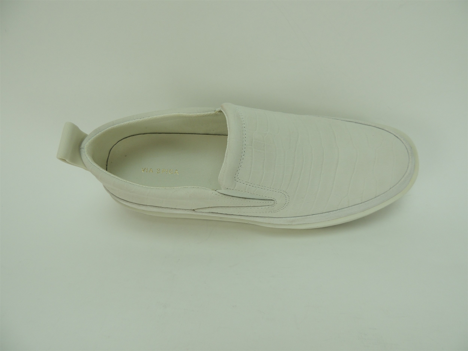 Via Spiga Women’s Markie Slip on Sneakers Milk White Croc Suede Size 8.5 M