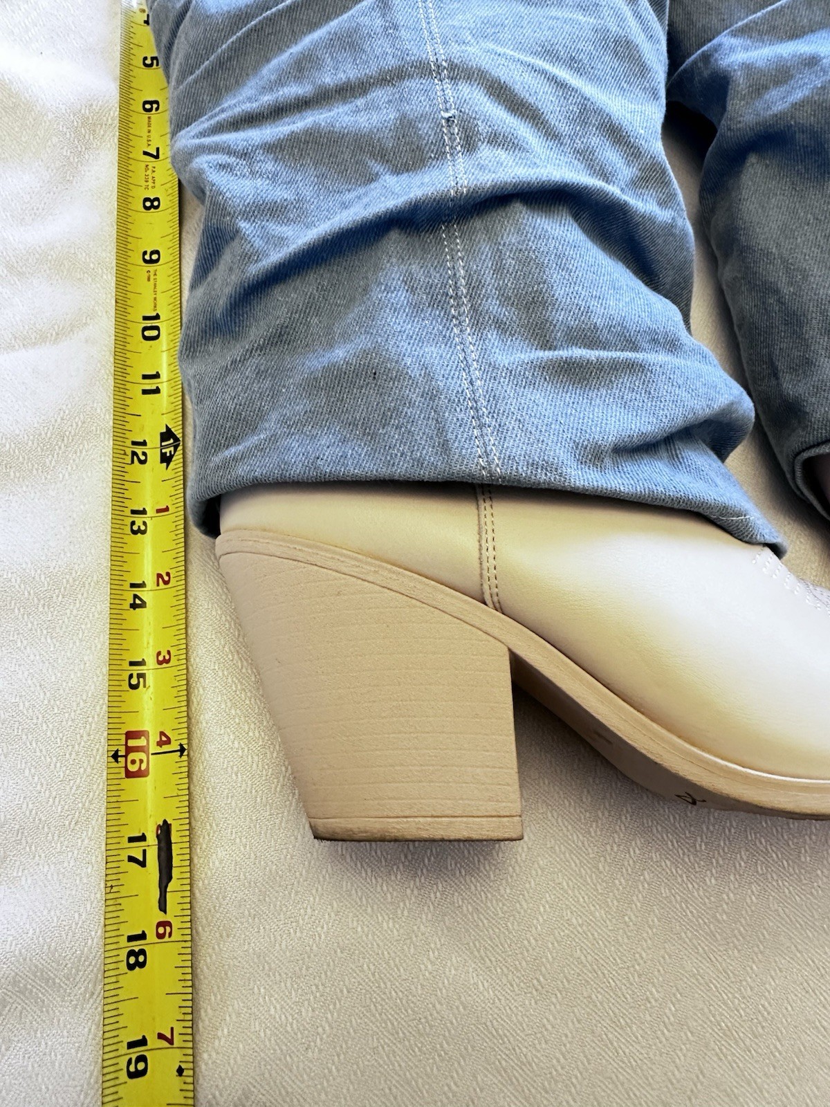 Abata Shoes Prairie Girl Womens Cream Trendy Denim Covered Cowgirl Boots Size 8