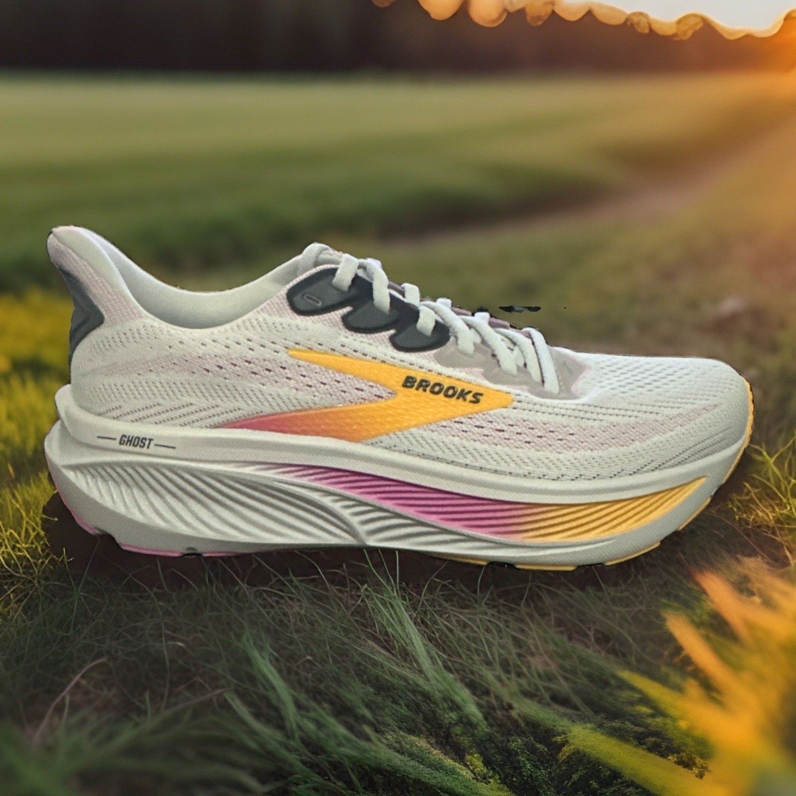 New Women’s Size 8 Brooks Ghost 17 Grey Orange Pink Running Shoes 120431 1B 070